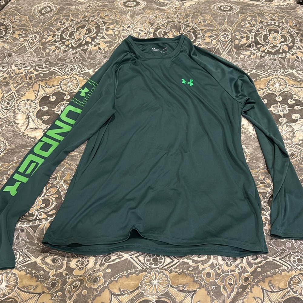Men’s Under Armour Performance Heat Gear Green Long Sleeve T-Shirt Large